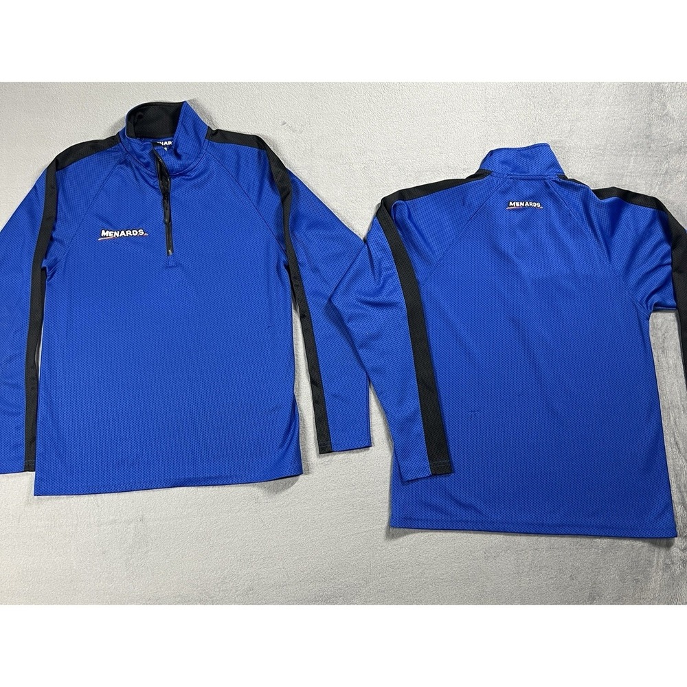 Menards Shirts Mens S Blue Employee Uniform Long‎ Sleeve Quarter Zip Lot of 2